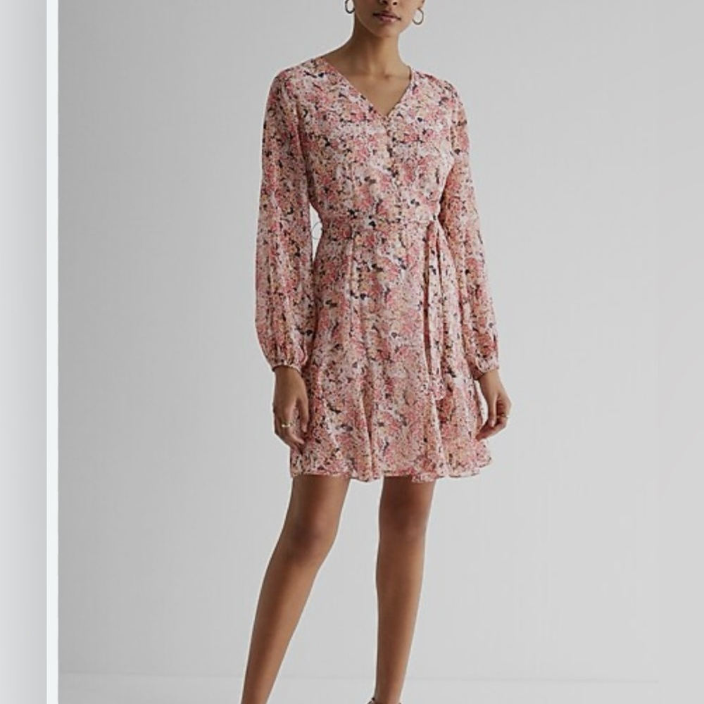 Express Pink Floral Mini Dress